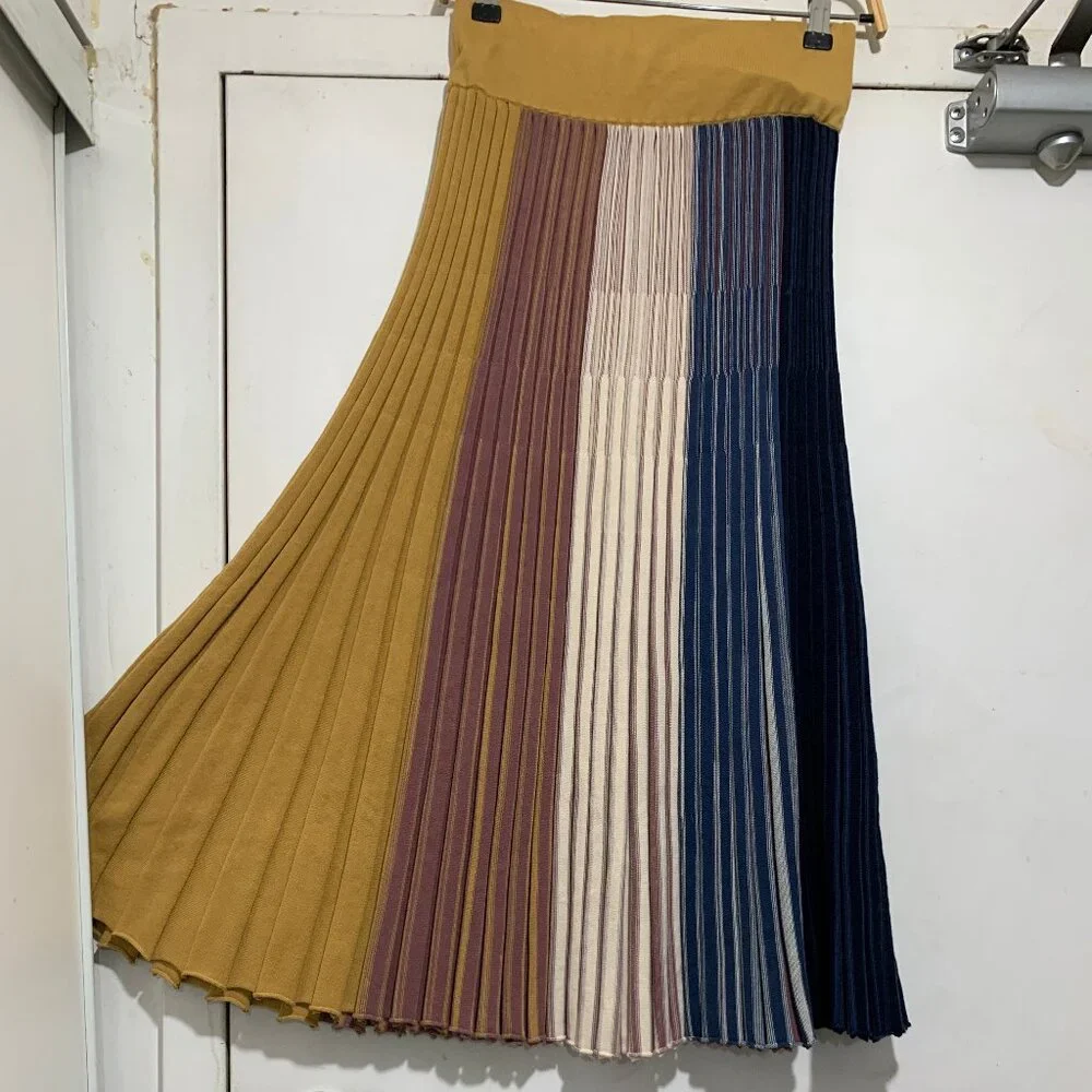 COS KNIT COTTON COLORBLOCK PLEATED SKIRTS SIZE XS/26 - Picture 4 of 8